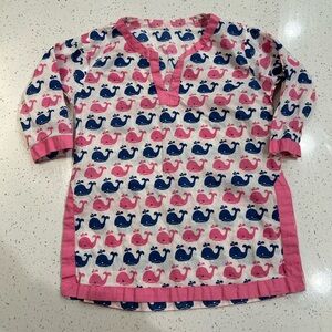 Pottery Barn Kids Whale Print Cotton Swim Cover-Up Tunic 12-18 months